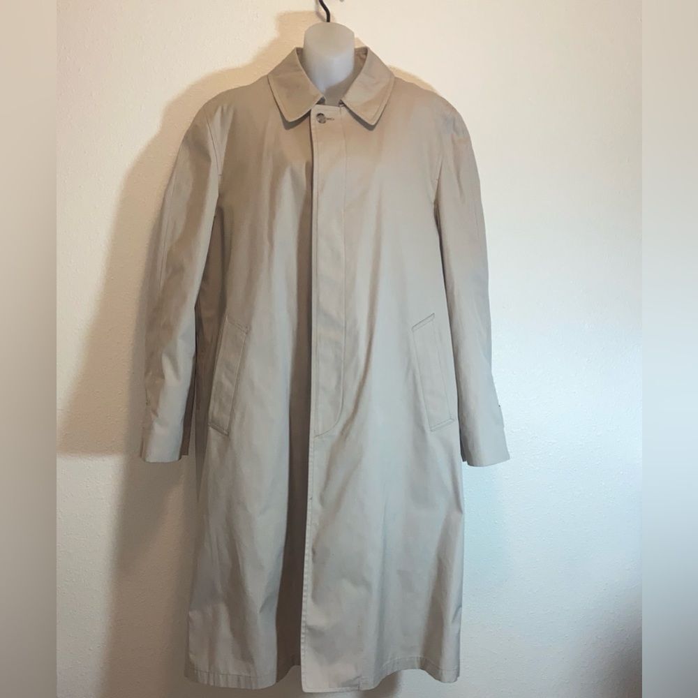 VTG,London Fog Men's Beige Trench Coat Lined Double-Breasted Zip Out Sz, 42 Long